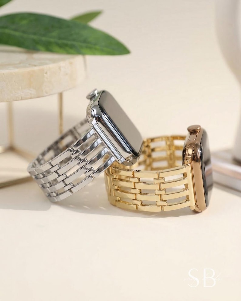 Gold Metal Watch Band For Apple Watch Series 11 10 9 8 Stainless Steel Strap for iWatch 38mm 41mm 42mm 44mm 45mm 46mm 49mm, Gift For Her image 1
